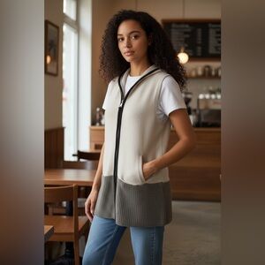 NWT Zoe couture Two Tone Zipped Hoodie  zip vest size S